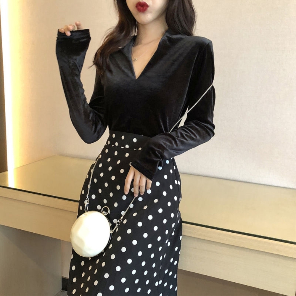Stylish Black Velvet Blouse